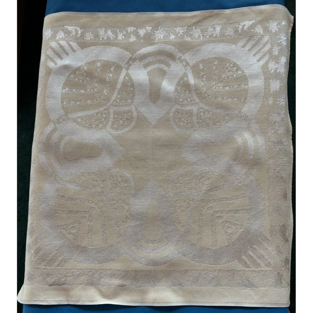 Vintage Set of 8 Peach Damask Linen Dinner Napkins Country 17